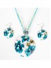 Fashion Flower Print Necklace and Earrings Set Fashion Flower Print Necklace and Earrings Set